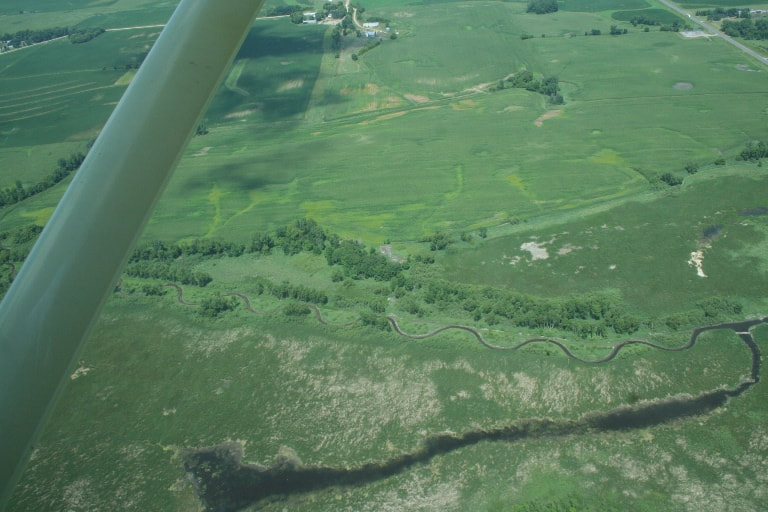 Aerial view of Clearwater River and Kingston Wetland